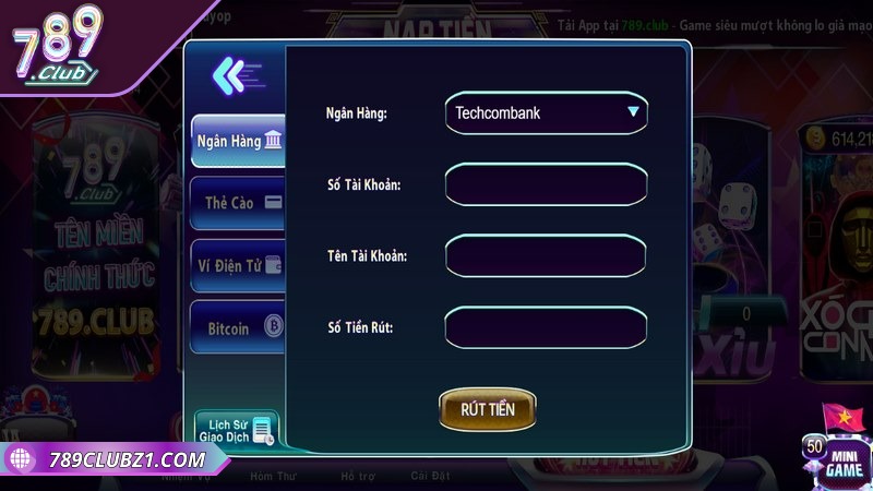 Rút tiền 789CLUB qua ngân hàng đơn giản chỉ với 4 bước